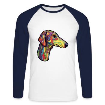 Galgo Español Race De Chien Cartoon Kawaii Illustratio - T-shirt baseball manches longues Homme - blanc/marine - Devant - Nik (191cm)
