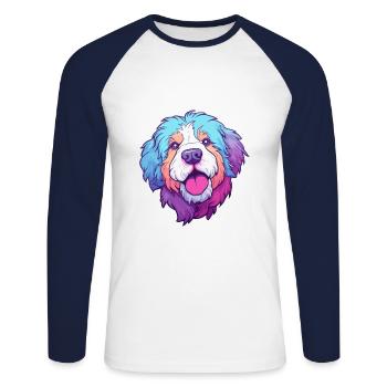 Himalaya-Schäferhund Hunderasse Karikatur Kawaii Illust - Unisex Baseballshirt langarm - Weiß/Navy - Vorne - Nik (191cm)
