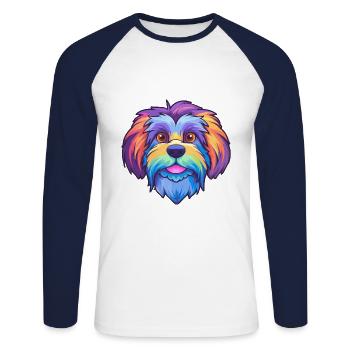 Lowchen Kleiner Löwe Hunderasse Cartoon Kawaii Illus - Unisex Baseballshirt langarm - Weiß/Navy - Vorne - Nik (191cm)