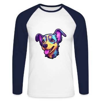 Majorque Ratter Dog Breed Cartoon Kawaii Illustrati - T-shirt baseball manches longues Homme - blanc/marine - Devant - Nik (191cm)