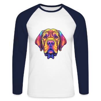 Mallorca Mastiff chien race Cartoon Kawaii Illustra - T-shirt baseball manches longues Homme - blanc/marine - Devant - Nik (191cm)