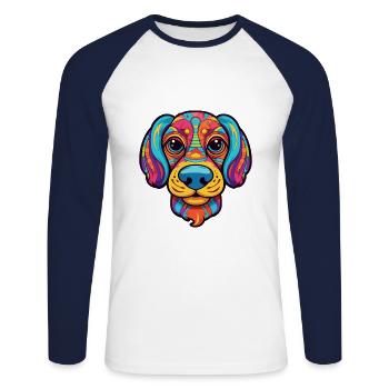 Middle Asian Ovtcharka Dog Breed Cartoon Kawaii Il - Unisex Long Sleeve Baseball T-Shirt - white/navy - Front - Nik (191cm)