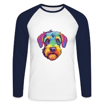 Mittelschnauzer Hunderasse Cartoon Kawaii Illustrat - Unisex Baseballshirt langarm - Weiß/Navy - Vorne - Nik (191cm)