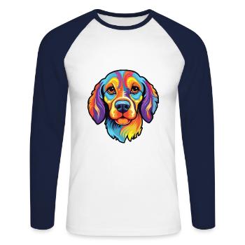 Neuseeland Huntaway Hunderasse Cartoon Kawaii Illu - Unisex Baseballshirt langarm - Weiß/Navy - Vorne - Nik (191cm)