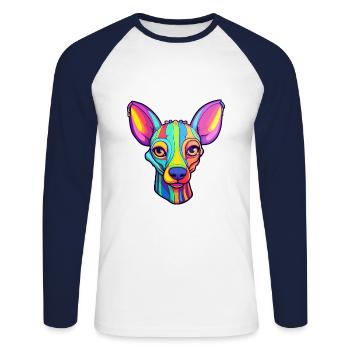 Mexican Hairless Dog Breed Cartoon Kawaii Illustra - Unisex Long Sleeve Baseball T-Shirt - white/navy - Front - Nik (191cm)