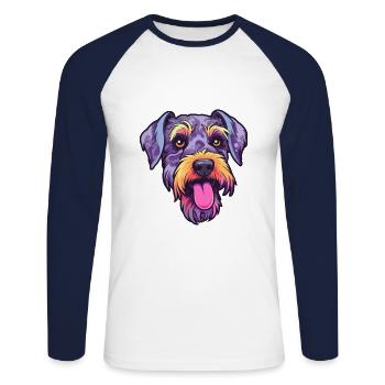 Mittelschnauze Hunderasse Cartoon Kawaii Illustrati - Unisex Baseballshirt langarm - Weiß/Navy - Vorne - Nik (191cm)