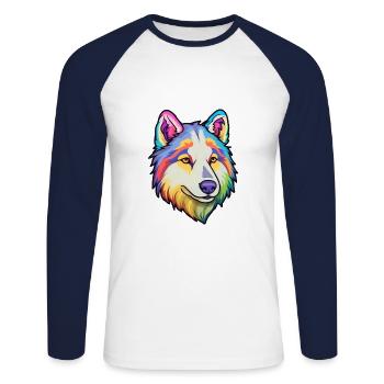 Labrador Husky Hunderasse Cartoon Kawaii Illustrati - Unisex Baseballshirt langarm - Weiß/Navy - Vorne - Nik (191cm)