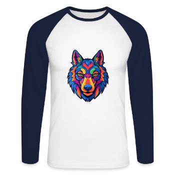 Kunming Wolfhund Hunderasse Cartoon Kawaii Illustrat - Unisex Baseballshirt langarm - Weiß/Navy - Vorne - Nik (191cm)