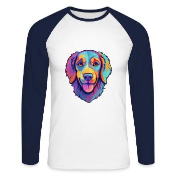 Formose Mountain Dog race Cartoon Kawaii Illustr - T-shirt baseball manches longues Homme - blanc/marine - Devant - Nik (191cm)