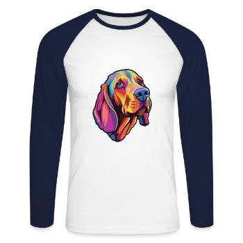 Lettische Jagdhunderasse Cartoon Kawaii Illustration - Unisex Baseballshirt langarm - Weiß/Navy - Vorne - Nik (191cm)