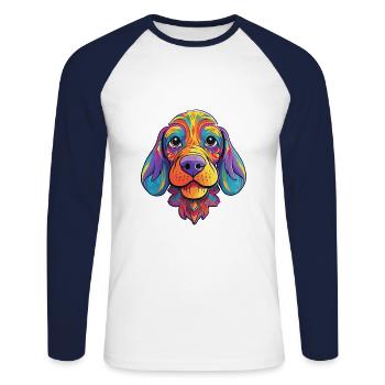 Grand Anglo Francais Dog Breed Cartoon Kawaii Illu - Unisex Long Sleeve Baseball T-Shirt - white/navy - Front - Nik (191cm)