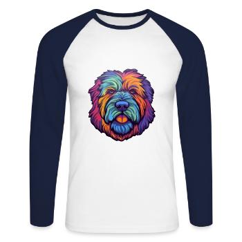 Bouvier Des Flandres Hunderasse Cartoon Kawaii Illu - Unisex Baseballshirt langarm - Weiß/Navy - Vorne - Nik (191cm)