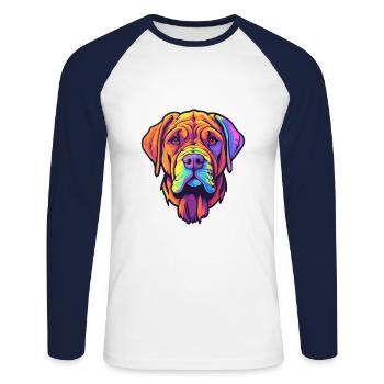 Boerboel Dog Breed Cartoon Kawaii Illustration - Unisex Long Sleeve Baseball T-Shirt - white/navy - Front - Nik (191cm)