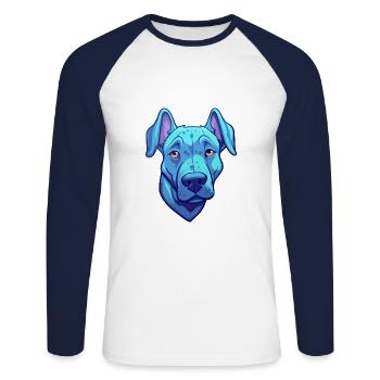 Blauer thailändischer Ridgeback-Hund Rasse Cartoon Kawaii Abbus - Unisex Baseballshirt langarm - Weiß/Navy - Vorne - Nik (191cm)