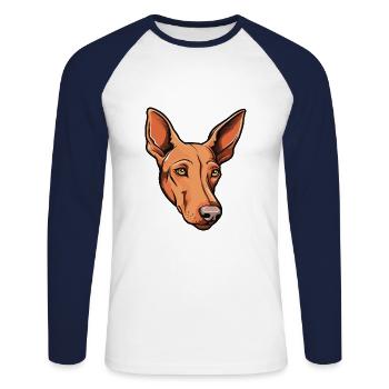 Podenco Canario Hunderasse Cartoon Kawaii Illustrat - Unisex Baseballshirt langarm - Weiß/Navy - Vorne - Nik (191cm)