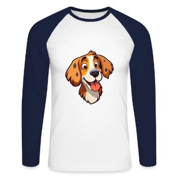 Perro de Presa Mallorquinische Hunderasse Cartoon Kawaii - Unisex Baseballshirt langarm - Weiß/Navy - Vorne - Nik (191cm)