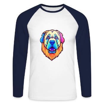Kangal chien race dessin animé Kawaii Illustration - T-shirt baseball manches longues Homme - blanc/marine - Devant - Nik (191cm)