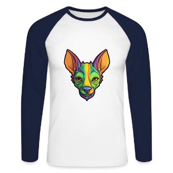 Inka Haarlose Hunderasse Cartoon Kawaii Illustratio - Unisex Baseballshirt langarm - Weiß/Navy - Vorne - Nik (191cm)