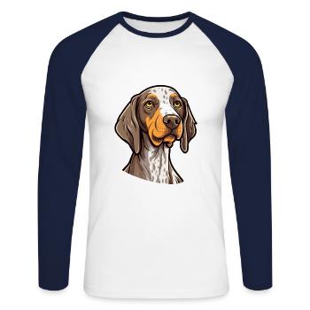 Alte dänische Vorstehhunderasse Karikatur Kawaii Illust - Unisex Baseballshirt langarm - Weiß/Navy - Vorne - Nik (191cm)