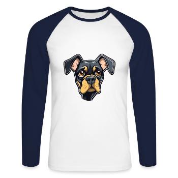 Owczarek Podhalanski Hunderasse Karikatur Kawaii Illu - Unisex Baseballshirt langarm - Weiß/Navy - Vorne - Nik (191cm)