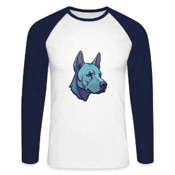 Blauer thailändischer Ridgeback-Hund Rasse Cartoon Kawaii Abbus - Unisex Baseballshirt langarm - Weiß/Navy - Vorne - Nik (191cm)