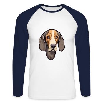 Schwarzwälder Hund Rasse Cartoon Kawaii Illust - Unisex Baseballshirt langarm - Weiß/Navy - Vorne - Nik (191cm)