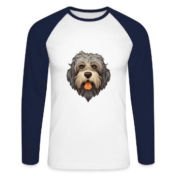 Bergamasco Schäferhund Hunderasse Cartoon Kawaii Abb. - Unisex Baseballshirt langarm - Weiß/Navy - Vorne - Nik (191cm)