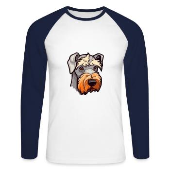 Cesky Terrier Hunderasse Cartoon Kawaii Illustration - Unisex Baseballshirt langarm - Weiß/Navy - Vorne - Nik (191cm)