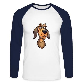 Drentse Patrijshond Race De Chien Cartoon Kawaii Illus - T-shirt baseball manches longues Homme - blanc/marine - Devant - Nik (191cm)