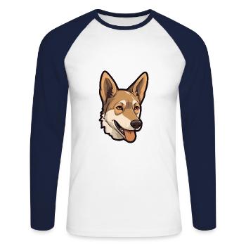 Tschechoslowakischer Wolfshund Hunderasse Karikatur Kawaii I - Unisex Baseballshirt langarm - Weiß/Navy - Vorne - Nik (191cm)