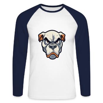 Cordoba Fighting Dog Breed Cartoon Kawaii Illustra - Unisex Long Sleeve Baseball T-Shirt - white/navy - Front - Nik (191cm)
