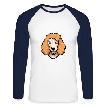 Corded Poodle Dog Breed Cartoon Kawaii Illustratio - Unisex Long Sleeve Baseball T-Shirt - white/navy - Front - Nik (191cm)