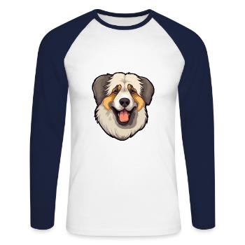 Kaukasischer Schäferhund Rasse Cartoon Kawaii Illust - Unisex Baseballshirt langarm - Weiß/Navy - Vorne - Nik (191cm)