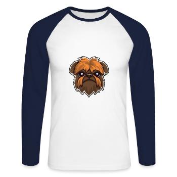 Bruxelles Griffon Chien Race Cartoon Kawaii Illustra - T-shirt baseball manches longues Homme - blanc/marine - Devant - Nik (191cm)