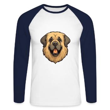 Kaukasische Ovcharka Hunderasse Cartoon Kawaii Illust - Unisex Baseballshirt langarm - Weiß/Navy - Vorne - Nik (191cm)