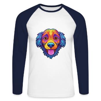 Perdiguero Navarro Hunderasse Cartoon Kawaii Illust - Unisex Baseballshirt langarm - Weiß/Navy - Vorne - Nik (191cm)
