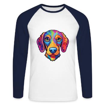 Perro de Presa Mallorquinische Hunderasse Cartoon Kawaii - Unisex Baseballshirt langarm - Weiß/Navy - Vorne - Nik (191cm)