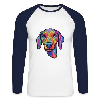 Sloughi Hunderasse Cartoon Kawaii Illustration - Unisex Baseballshirt langarm - Weiß/Navy - Vorne - Nik (191cm)