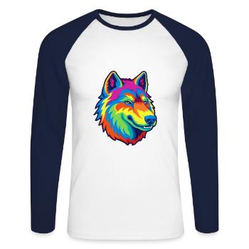 Saarloos Wolfhund Hunderasse Cartoon Kawaii Illustra - Unisex Baseballshirt langarm - Weiß/Navy - Vorne - Nik (191cm)