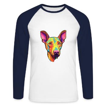 Podenco Canario Hunderasse Cartoon Kawaii Illustrat - Unisex Baseballshirt langarm - Weiß/Navy - Vorne - Nik (191cm)