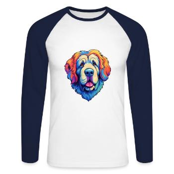 Pyrenean Mastiff Dog Breed Cartoon Kawaii Illustra - Unisex Long Sleeve Baseball T-Shirt - white/navy - Front - Nik (191cm)