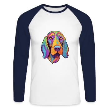 Poitevin Hound Dog Breed Cartoon Kawaii Illustrati - Unisex Long Sleeve Baseball T-Shirt - white/navy - Front - Nik (191cm)