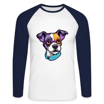 Teddy Roosevelt Terrier Dog Breed Cartoon Kawaii I - Unisex Long Sleeve Baseball T-Shirt - white/navy - Front - Nik (191cm)