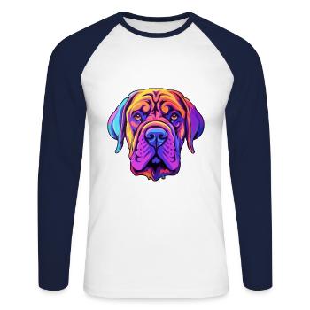 Transmontano Mastiff Hunderasse Cartoon Kawaii Illu - Unisex Baseballshirt langarm - Weiß/Navy - Vorne - Nik (191cm)