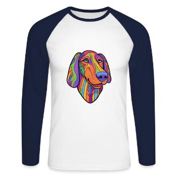 Uruguayische Cimarron-Hunderasse Cartoon Kawaii Illust - Unisex Baseballshirt langarm - Weiß/Navy - Vorne - Nik (191cm)