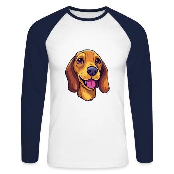 Westfälische Dachsbracke Hunderasse Karikatur Kawaii I - Unisex Baseballshirt langarm - Weiß/Navy - Vorne - Nik (191cm)