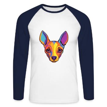 Spielzeug Foxterrier Hunderasse Cartoon Kawaii Illustrat - Unisex Baseballshirt langarm - Weiß/Navy - Vorne - Nik (191cm)