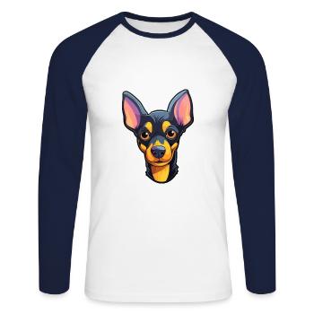 Jouet Manchester Terrier Race De Chien Dessin Animé Kawaii Il - T-shirt baseball manches longues Homme - blanc/marine - Devant - Nik (191cm)