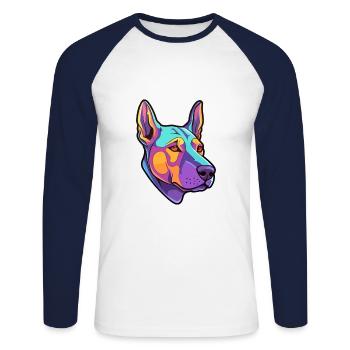 Thai Ridgeback Chien Race Cartoon Kawaii Illustrati - T-shirt baseball manches longues Homme - blanc/marine - Devant - Nik (191cm)