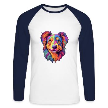 Schäferhund Rasse Karikatur Kawaii Illustrati - Unisex Baseballshirt langarm - Weiß/Navy - Vorne - Nik (191cm)